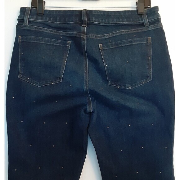 Talbots Studded Women's Size 12P Simply Flattering 5-Pocket Dark Wash Blue Jeans - Picture 3 of 8